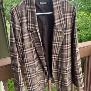 Plaid Brown Women's Blazer